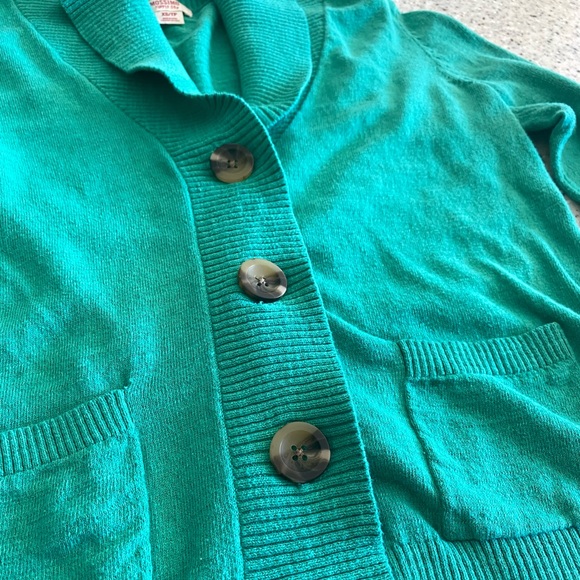 Teal cowl neck-type Mossimo cardigan with chunky buttons - Picture 3 of 3